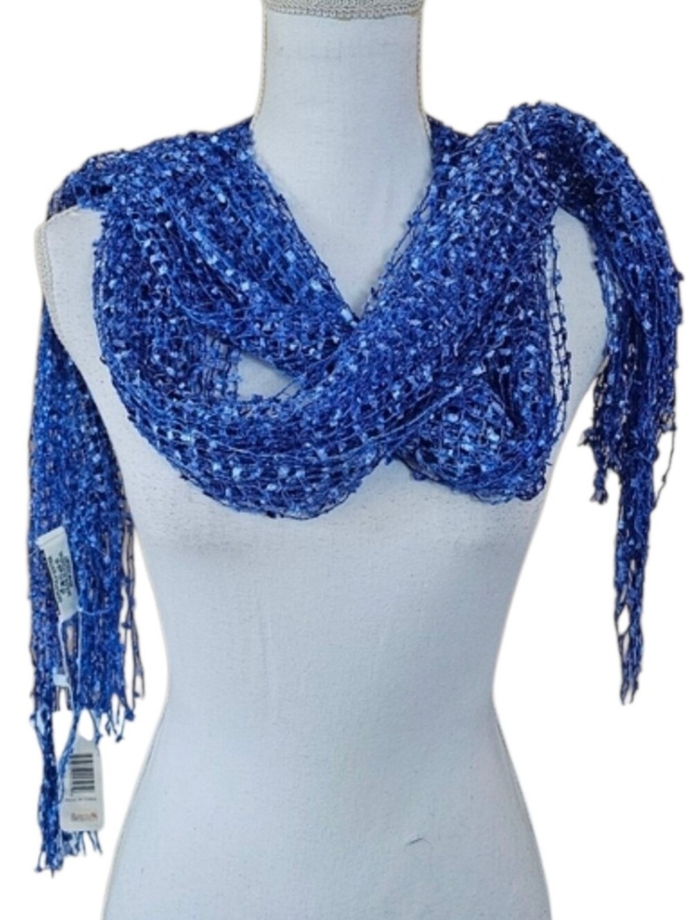 Simply Noelle Blue Fringe Textured Fashion Scarf Wrap Shawl NWT